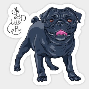 dog black pug breed Sticker